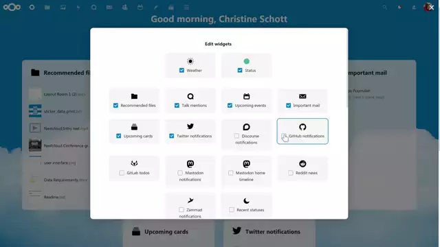 Add widgets to your Nextcloud dashboard